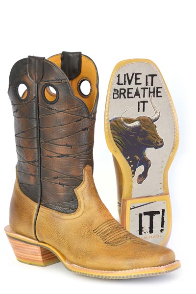 Men's Tin Haul Rough Stock Boots with Bullrider Sole Handcrafted Tan