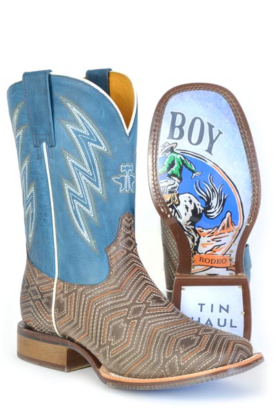 Men's Tin Haul Quantum Boots with Retro Rodeo Sole Handcrafted Brown