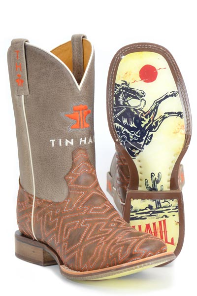 Men's Tin Haul Puzzler Boots with Bucking Sole Handcrafted Brown