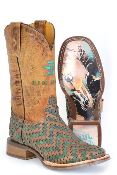 Women's Tin Haul Laced Boots with Horse Sole Handcrafted Tan