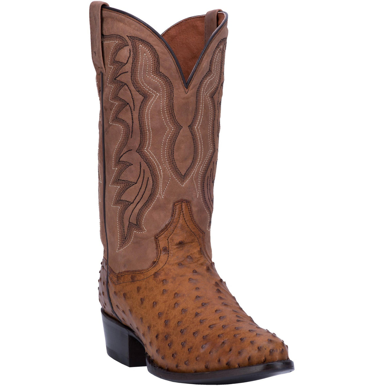 Men's Dan Post Tempe Full Quill Ostrich Boots Handcrafted Tan - yeehawcowboy