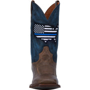 Men‚Äôs Dan Post Thin Blue Line Leather Boots Handcrafted Brown - yeehawcowboy