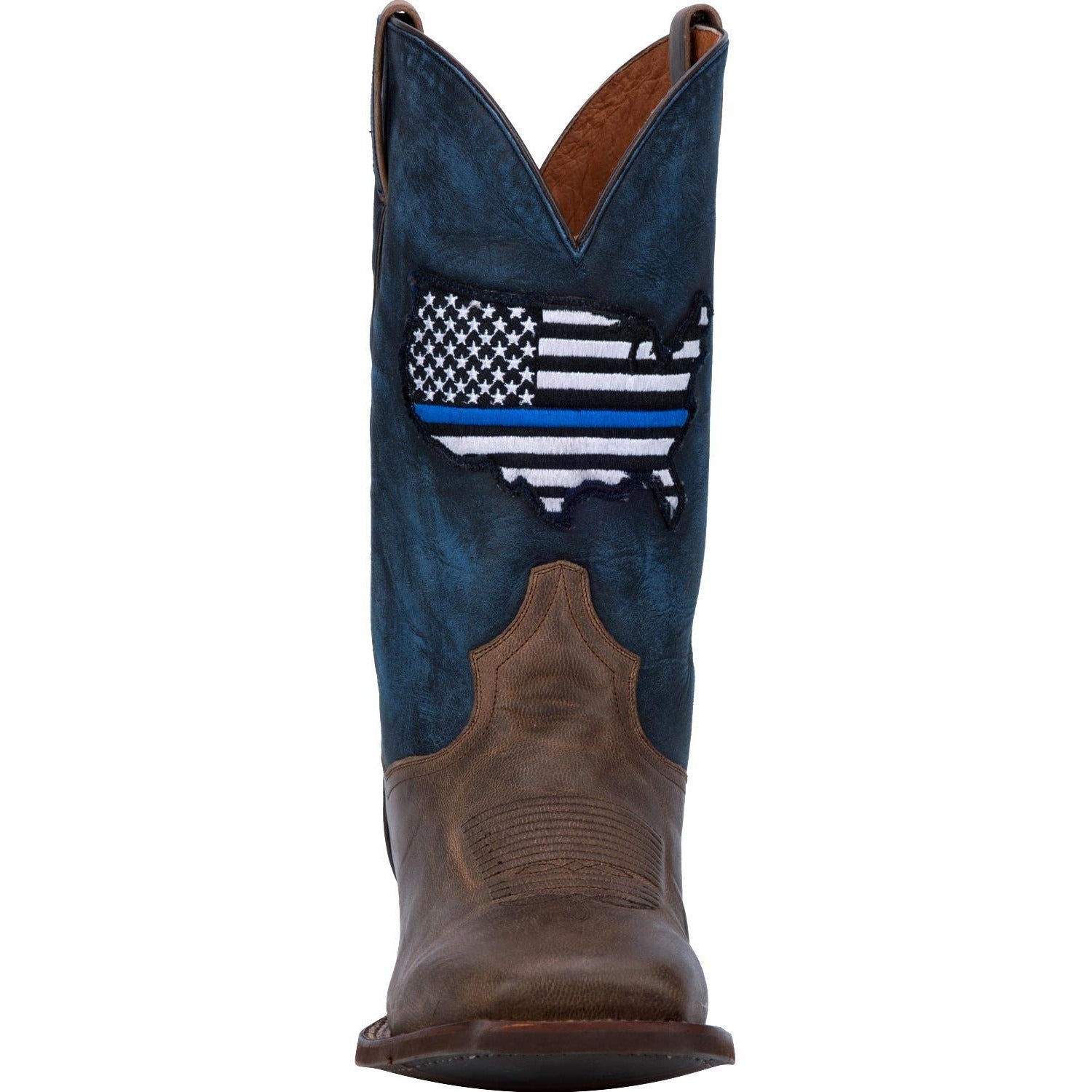 Men‚Äôs Dan Post Thin Blue Line Leather Boots Handcrafted Brown - yeehawcowboy