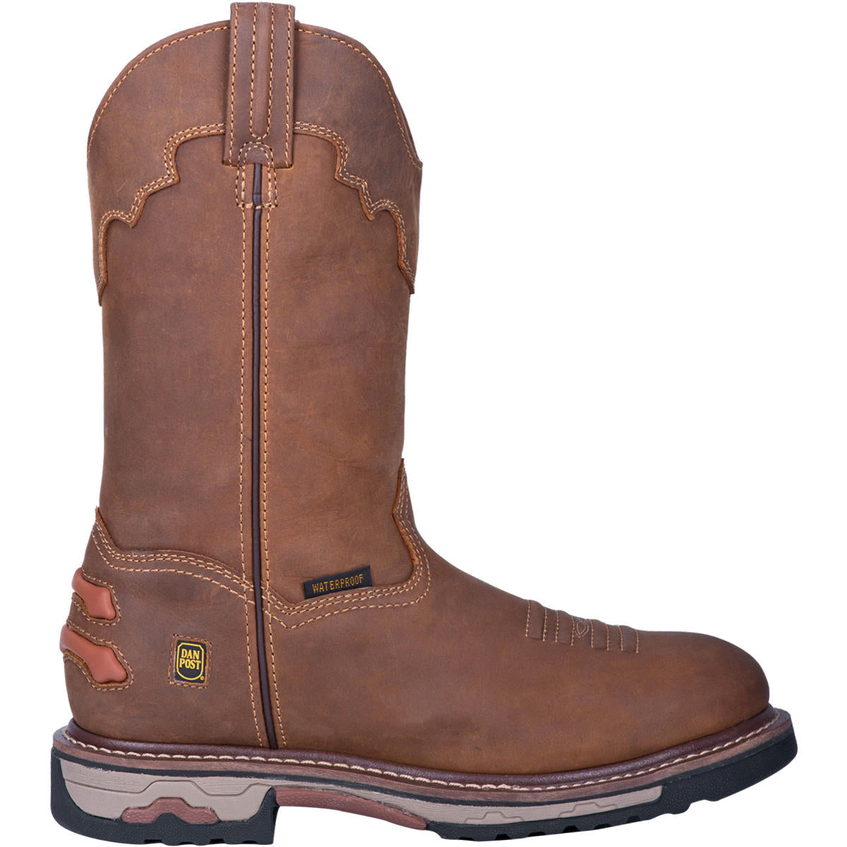 Men's Dan Post Journeyman Work Boots Soft Toe Waterproof Brown - yeehawcowboy