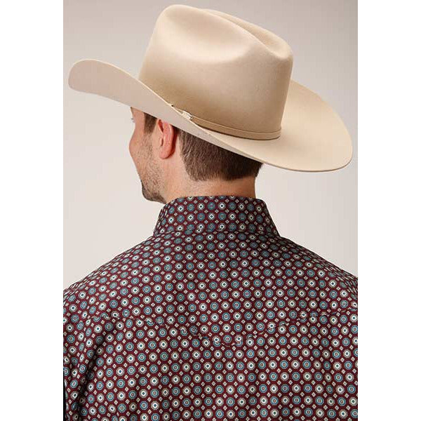Men's Roper Currant Foulard Snap Front Western Shirt - Wine - yeehawcowboy
