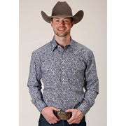 Men's Roper Crystal Medallion Snap Front Western Shirt - Blue - yeehawcowboy