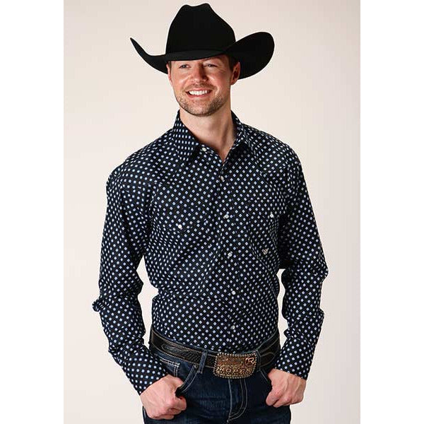 Men's Roper New Star Foulard Snap Front Western Shirt - Black - yeehawcowboy