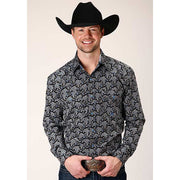 Men's Roper Starry Night Paisley Snap Front Western Shirt - Black - yeehawcowboy