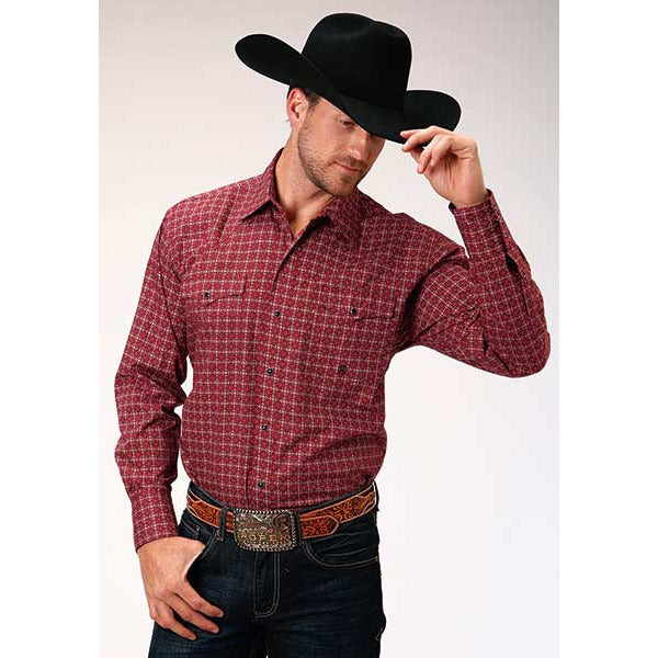 Men's Roper Red Foulard Snap Front Western Shirt - Red - yeehawcowboy