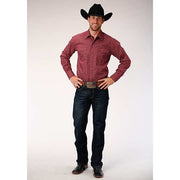 Men's Roper Red Foulard Snap Front Western Shirt - Red - yeehawcowboy