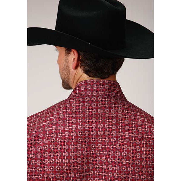 Men's Roper Red Foulard Snap Front Western Shirt - Red - yeehawcowboy