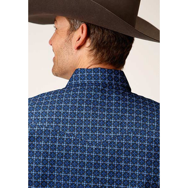Men's Roper Blue Foulard Snap Front Western Shirt - Blue - yeehawcowboy
