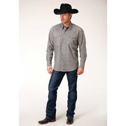 Men's Roper Paisley Oxford Snap Front Western Shirt - Gray - yeehawcowboy