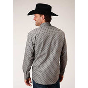 Men's Roper Paisley Oxford Snap Front Western Shirt - Gray - yeehawcowboy