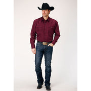 Men's Roper Four Leaf Foulard Snap Front Western Shirt - Red - yeehawcowboy