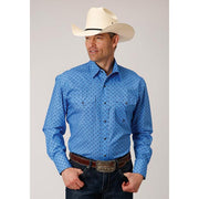 Men's Roper Cottage Foulard Snap Front Western Shirt - Blue - yeehawcowboy