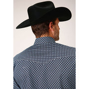 Men's Roper Four Leaf Foulard Snap Front Western Shirt - Blue - yeehawcowboy