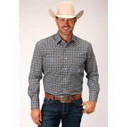 Men's Roper Silver Foulard Snap Front Western Shirt - Gray - yeehawcowboy