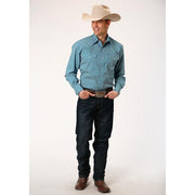 Men's Roper Arrow Print Snap Front Western Shirt - Teal - yeehawcowboy