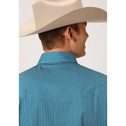 Men's Roper Arrow Print Snap Front Western Shirt - Teal - yeehawcowboy