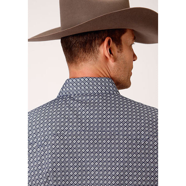 Men's Roper Bell Foulard Snap Front Western Shirt - Blue - yeehawcowboy