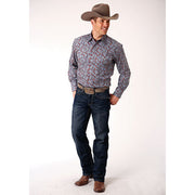 Men's Roper Liberty Paisley Snap Front Western Shirt - Wine - yeehawcowboy