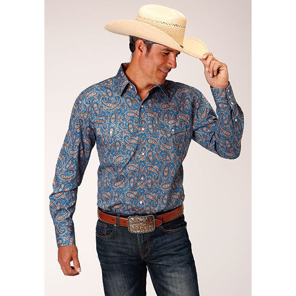 Men's Roper Amarillo Paisley Snap Front Western Shirt - Multi - yeehawcowboy