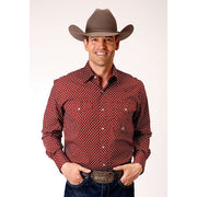 Men's Roper Stretch Poplin Diamond Snap Front Western Shirt - Wine - yeehawcowboy