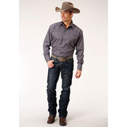 Men's Roper Plum Foulard Snap Front Western Shirt - Gray - yeehawcowboy