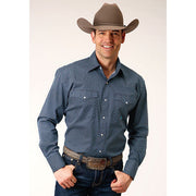 Men's Roper Diamond Neat Snap Front Western Shirt - Navy - yeehawcowboy