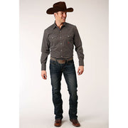 Men's Roper Diamond Neat Snap Front Western Shirt - Olive - yeehawcowboy
