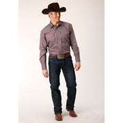 Men's Roper Classic Foulard Snap Front Western Shirt - Wine - yeehawcowboy