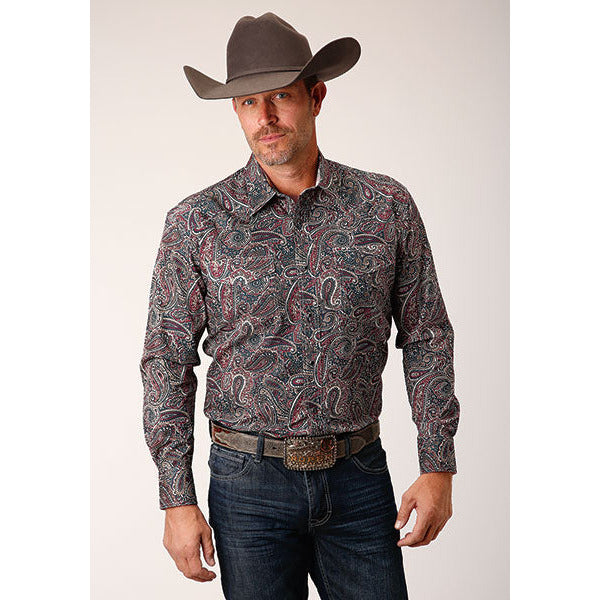 Men's Roper Old Time Paisley Snap Front Western Shirt - Multi - yeehawcowboy