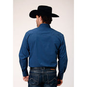 Men's Roper Black Fill Snap Front Western Shirt - Blue - yeehawcowboy