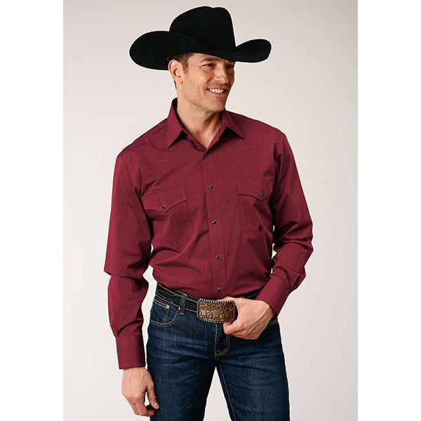 Men's Roper Black Fill Snap Front Western Shirt - Red - yeehawcowboy