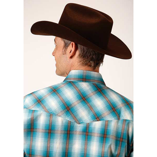 Men's Roper Teal Ombre Snap Front Western Shirt - Blue - yeehawcowboy