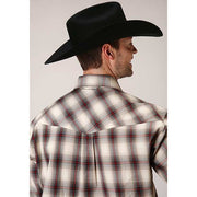 Men's Roper Smoke House Ombre Plaid Snap Front Western Shirt - Gray - yeehawcowboy