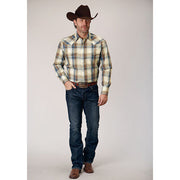 Men's Roper Desert Blue Plaid Snap Front Western Shirt - Blue - yeehawcowboy