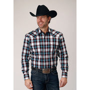 Men's Roper West Plaid Snap Front Western Shirt - Black - yeehawcowboy