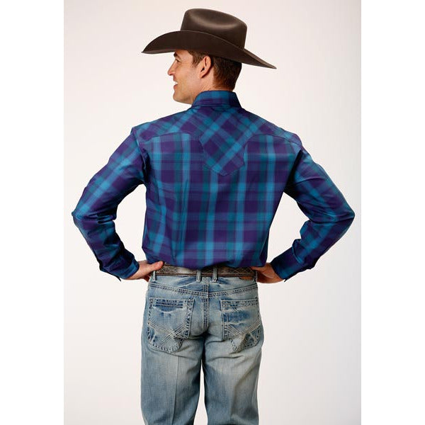 Men's Roper Shadow Ombre Snap Front Western Shirt - Purple - yeehawcowboy