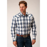 Men's Roper Denim Ombre Snap Front Western Shirt - Blue - yeehawcowboy