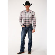 Men's Roper Classic Ombre Stretch Plaid Snap Front Western Shirt - Black - yeehawcowboy