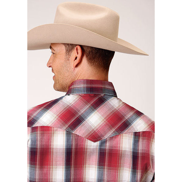 Men's Roper Apple Plaid Snap Front Western Shirt - Red - yeehawcowboy