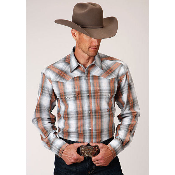 Men's Roper Dusk Ombre Snap Front Western Shirt - Gray - yeehawcowboy