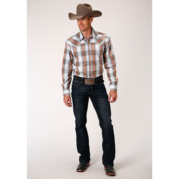 Men's Roper Dusk Ombre Snap Front Western Shirt - Gray - yeehawcowboy