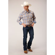 Men's Roper Sandy Plaid Snap Front Western Shirt - Tan - yeehawcowboy