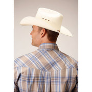 Men's Roper Sandy Plaid Snap Front Western Shirt - Tan - yeehawcowboy
