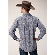 Men's Roper Crystal Medallion Button Down Western Shirt - Blue - yeehawcowboy