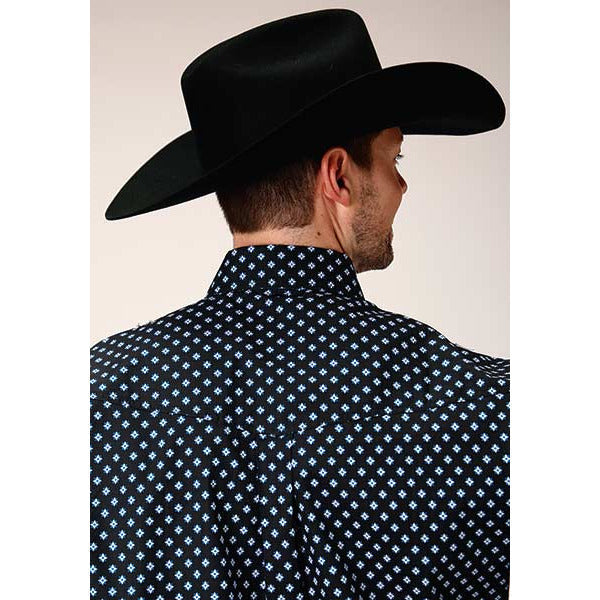 Men's Roper New Star Foulard Button Down Western Shirt - Black - yeehawcowboy