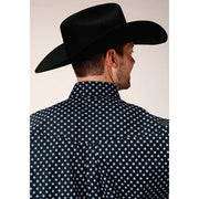 Men's Roper New Star Foulard Button Down Western Shirt - Black - yeehawcowboy